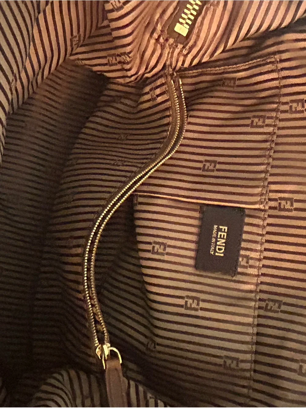 Fendi Cognac Leather Top-Handle Tote with Gold Hardware